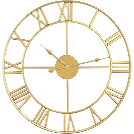 AIDUCHO Horloge Murale Vintage, Horloge Murale en Métal de 60 cm 3D Murale Industrielle Horloge Murale Vintage, Horloge Moderne pour Décoration de Salon Doré (1/4)