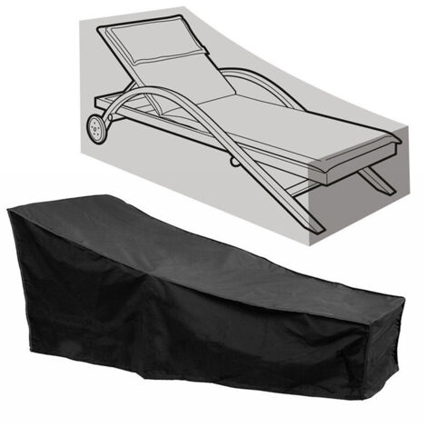 AIDUCHO Housse De Chaise Longue Exterieur - Housse De Protection Pour Bain De Soleil  Anti-Uv/Anti-Vent/Imperméable  Tissu Oxford 210d  Housse Transats Jardin  200x68x40-70cm Noir (1/5)