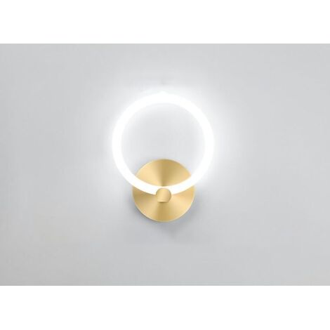 Applique Murale Led 10w D'intérieur Dorée, Applique Murale Moderne Anneau Ronde De 19cm, Décoration De Chambre À Coucher Pour Salon, Couloir 6000K-Blanc Froid (1/4)
