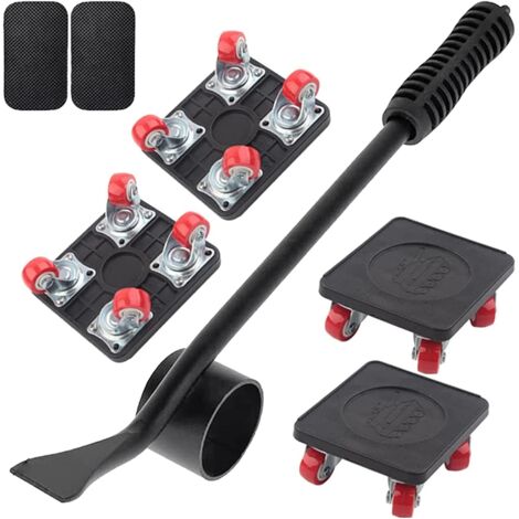 AIDUCHO Déménageur Meubles, 5PCS Lève Meubles à Usage Intensif Ensemble D'outils pour Déménageurs Curseurs avec 4 roulettes à Double Roulement roulettes Rotation à 360 Degrés Chariot Meubles Capacité (1/5)