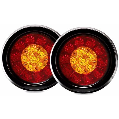 AIDUCHO 2 Pièces-16led Feu Arrière Bicolore Anneau En Caoutchouc Camion Feu Arrière Rond Rouge Et Jaune Adapté Pour Kamon Mk-272 (1/5)