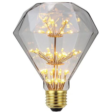 Ampoule LED Vintage Edison Diamond Romance Retro Starlight Ampoule Edison 3W Ampoule LED décorative pour feu d'artifice, 3W (équivalent 25 watts), culot E27, blanc chaud 2300K, lot de 1 (1/5)