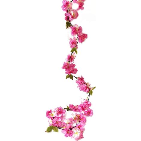 LangRay Fleurs de cerisier artificielles vigne plantes suspendues Faux Sakura guirlande fausse couronne de cerisier oriental fleur artificielle 5.8 FT rose foncé (1/5)
