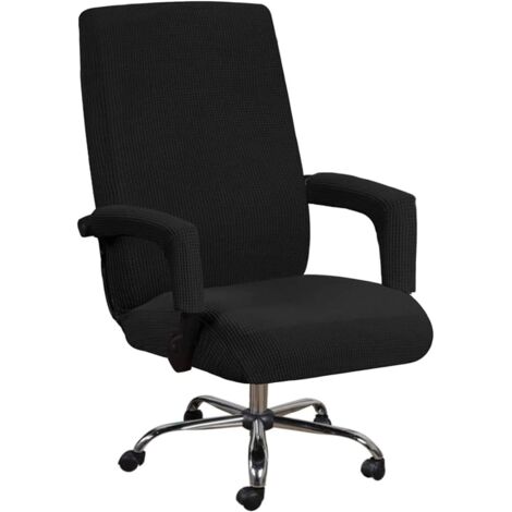 AIDUCHO Housse De Chaise De Bureau Avec Accoudoirs Et Housse De Protection De Meubles Souples Et Épaississante, Universelle, Antidérapante, Lavable À La Maison, Amovible Noir L