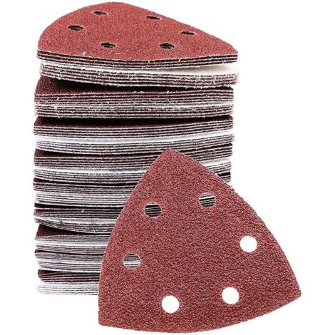 AIDUCHO 100 Pieces Feuilles Abrasives, Papier De Verre, 6 Trous Tampons De Ponçage, Feuilles De Ponçage, Papier De Ponçage, Disques De Ponçage Grains Assortis 60/80/100/120/240 Pour Le Ponçage Et Le P
