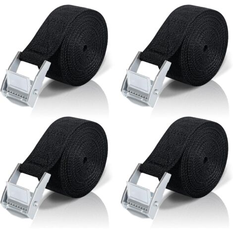 Aiducho – Sangle d'arrimage 5M – Lot de 4 sangles à cliquet – Boucle de serrage en alliage de zinc – Capacité de charge 200 kg – Pour fixation moto, voiture, vélo