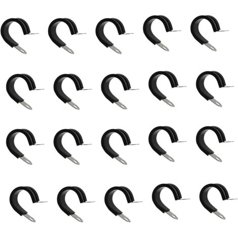 AIDUCHO Lot De 20 Colliers De Serrage Isolés En Acier Inoxydable 304 De Type R Avec Rembourrage En Caoutchouc Diamètre 20 Mm (1/5)