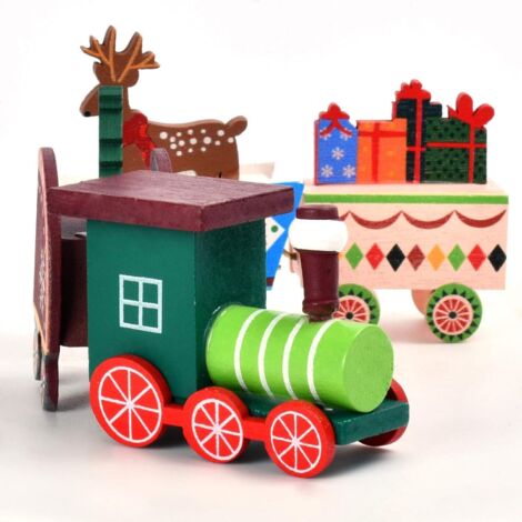 AIDUCHO Décor De Train De Noël, Ornement Train De Noël En Bois, Mini Train De Noël En Bois, Décorations De Table De Noël, Enfant Noël Vacances Fête Décoration Cadeau(A) (1/4)