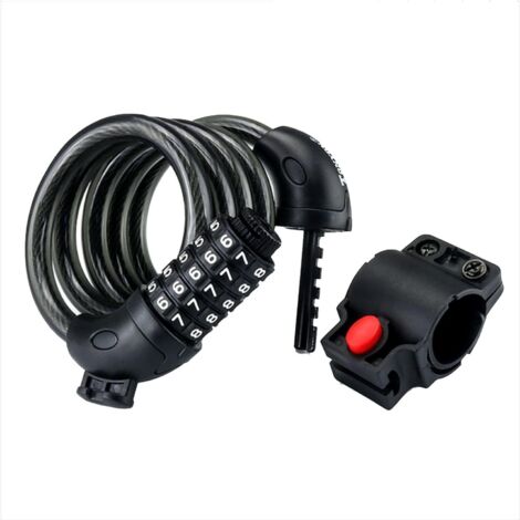 AIDUCHO Antivol Pour Vélo De Haute Sécurité Avec Combinaison À 5 Chiffres Réinitialisables, 1,2 M X 12 Mm (Noir) (1/5)