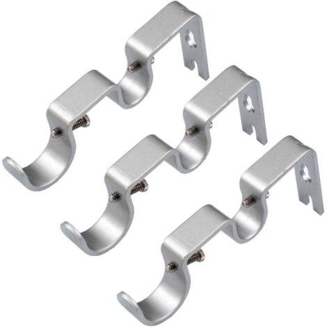 AIDUCHO Support De Tringle À Rideau Robuste Support De Tringle Double Tringle De 1 "Et 5/8", Non Réglable, Ensemble De 3.-Argent (1/5)