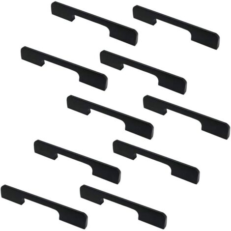 AIDUCHO Lot De 10 Poignées De Porte D'armoire Et De Tiroir En Alliage De Zinc Noir Mat 140 Mm De Long (1/5)