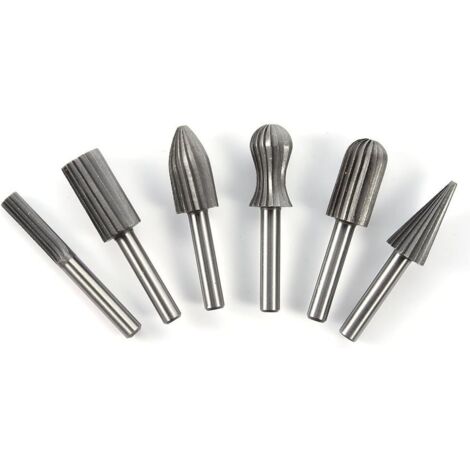 AIDUCHO Lot De 6 Fraises Rotatives Pour Meuleuse - Tige Ronde De 6 Mm - Outils De Sculpture Du Bois