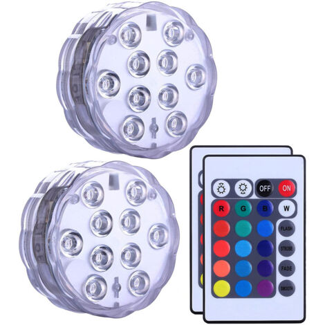 AIDUCHO Lampes Led Submersibles Étanches Pour Jacuzzi, Spa, Bassin, Lumières Led Sous-Marines Avec 2 Télécommandes Pour Bases De Vase, Aquariums, Fêtes, Halloween Et Décorations De La Maison
