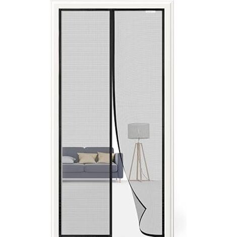 Moustiquaire magnétique AIDUCHO, porte moustiquaire de balcon, sans perçage, convient aux portes de balcon, portes-fenêtres, portes-fenêtres, noir, 90 x 220 cm