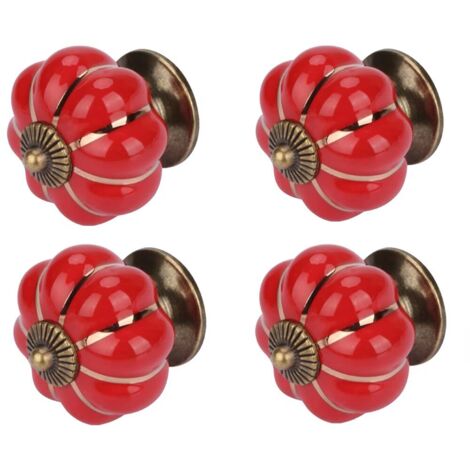 AIDUCHO Lot De 4 Coloré Halloween 40x40mm(Diamètre x Hauteur) Citrouille En Céramique Armoire Armoire Porte Boutons Commode Tiroir Tire Meubles Armoire Cuisine Poignées Vintage Cuivre Matériel Avec Vi (1/5)