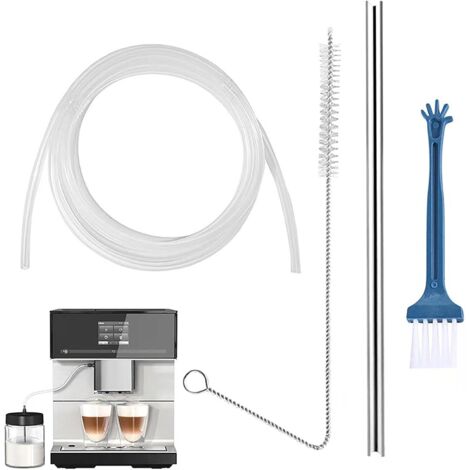 AIDUCHO Tuyau à Lait en Acier Inoxydable,Kit de Tuyaux à Lait avec 2 Brosses de Nettoyage,Tube de Lait de Remplacement en Silicone Compatible avec Les Machines à Café EQ6 Veroaroma (1/5)