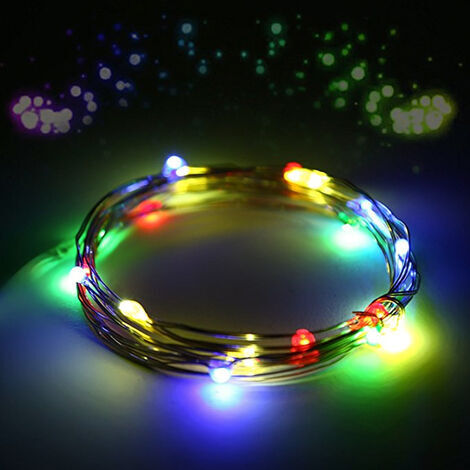 AIDUCHO Led Guirlandes De Lumières Leds Fées Décoratives À Piles, Lumière De Fil De Cuivre Pour Chambre À Coucher, Mariage (6,5 Pi/2 M Coloré) (1/5)