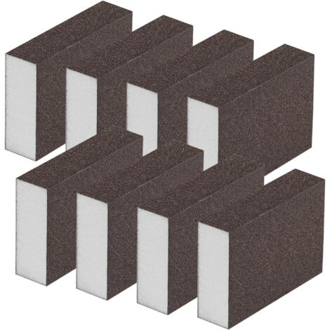 AIDUCHO Éponge de Ponçage, 100/220 Grain Bloc de Ponçage Utilisation Humides et Secs Éponges de Sable Fin Lavable et Réutilisable Cales à Poncer kit pour Bois Métal Polissage 8 pièces (1/5)
