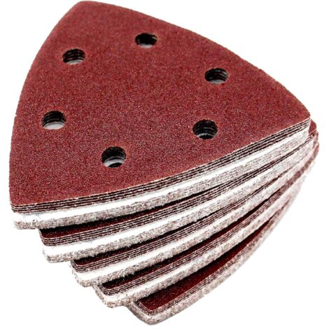 AIDUCHO Delta-Triangles De Ponçage │ 50 Pièces │ 6 Trous │ 90 X 90 X 90 Mm │ Grain 40 │ Pour Ponceuses Delta │ Feuilles Abrasives │ Papier Abrasif