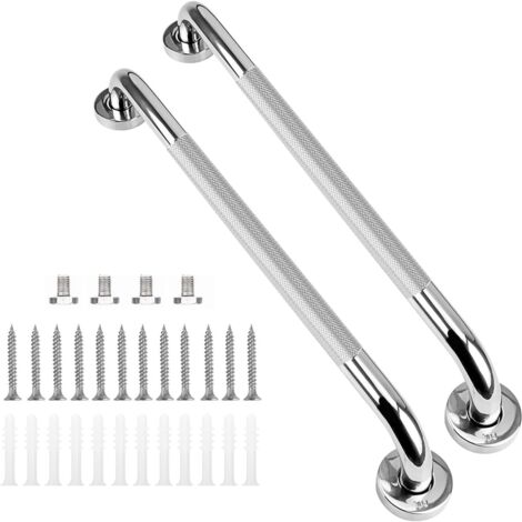 AIDUCHO 2 Pièces Poignée de Baignoire, 60 cm Antidérapante, Barre d'appui de Salle de Bain, Barre d'Appui en Acier Inox Murale, Poignée de Douche pour Personnes Âgées/Handicapées/Enfants/Enceinte (1/5)