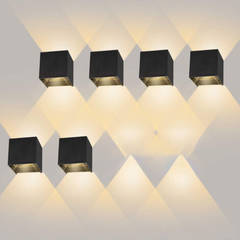 AIDUCHO 6 Pack Applique Murale Interieur/Exterieur 12w Avec Angle De Faisceau Réglable Appliques Murales Led 2700-3000k Blanc Chaud Lampe Murale Etanche Ip65 Applique Noire Pour Salon Chambre (1/5)