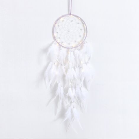 Attrape de Rêves LED,Faite Main Capteur de Rêves en Plumes Lumineux Dream Catcher pour Chambre Maison Décoration Tenture Murale Mobile Decoratif Filles Enfants Cadeau (1/5)