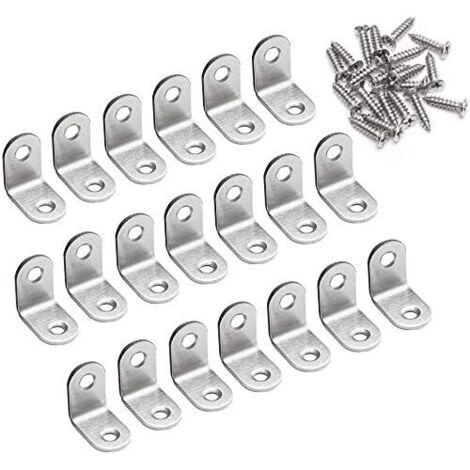 Aiducho – Équerre de fixation 90° en acier inoxydable – Support L 20 x 20 x 16mm – Lot de 20 pièces pour renforcement meubles et étagères