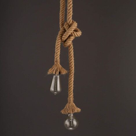 AIDUCHO Lumière Pendante Industrielle, Lumière Suspendue De Double-Tête De Corde De Chanvre Pour Manger, Hall, Restaurant, Barre, Café - Longueur 50+50cm (1/5)