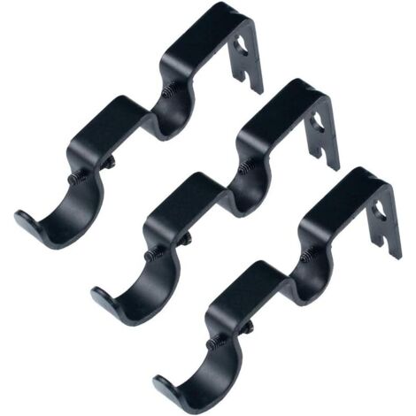 AIDUCHO Support De Tringle À Rideau Robuste Support De Tringle Double Tringle De 1 "Et 5/8", Non Réglable, Ensemble De 3.-Noir (1/5)