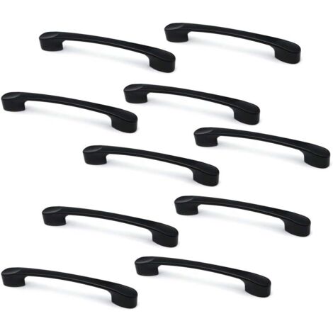 AIDUCHO Lot De 10 Poignées De Porte De Placard Et De Tiroir En Alliage De Zinc Noir Mat 135 Mm De Long (1/5)