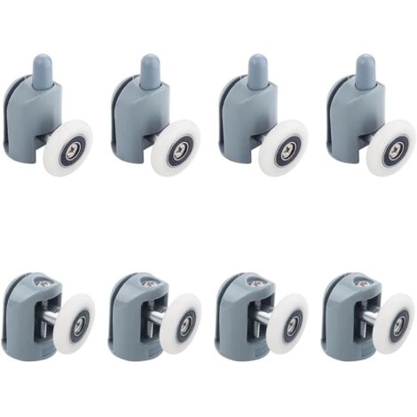 AIDUCHO 8 Pièces Roulette Porte Coulissante Douche 23mm Galet Roue pour Porte de Douche Salle de Bain roulettes pour Porte de Douche pour Cabine de Douche, Salle de Bain Porte(Gris) (1/5)