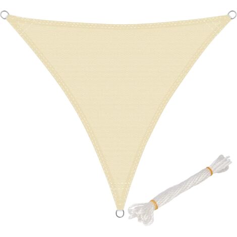 AIDUCHO Voiles D'ombrage Triangle 5x5x5 M Respirante En Hdpe, Toile D'ombrage Protection Solaire, Anti 85% Uv Contre Le Vent, Pour Jardin Terrasse Camping Crème (1/5)