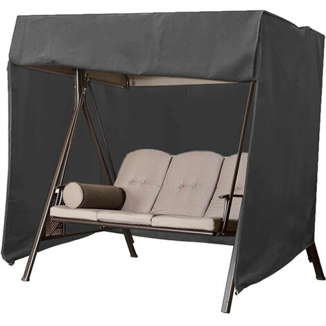 AIDUCHO Housse De Balancelle De Jardin 3 Places, Housse Pour Balancelle Exterieur Oxford Imperméable Bâche De Balancelle Anti-Uv Couverture De Protection Balançoire (Le Noir)-223x152x183cm
