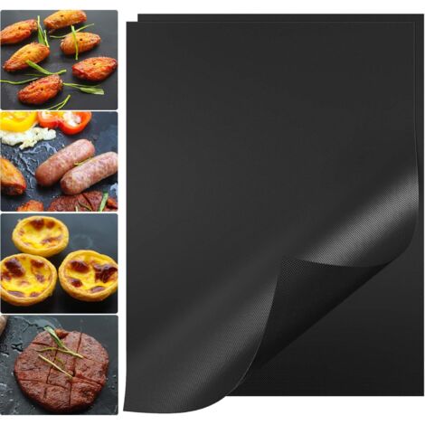 AIDUCHO Tapis De Gril De Barbecue Tapis De Gril De Barbecue De 16 × 12 Pouces Tapis De Four En Feuille De Papier De Gril Antiadhésif (2 Pièces, Noir) (1/5)