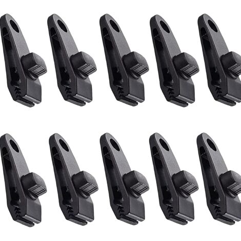 Clips Bâche 10 Pèces Tente Clips Auvents Pince Clip Auvents pour Camping Canopy Clamp Clips de Bâche Auvents pour Activités De Plein Air Noir