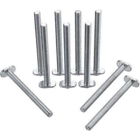 AIDUCHO 10pcs Outil de fixation de vis de boulon pour rainure en T M8X100mm Goujon à enfiler Boulon de vis coulissante à écrou en T pour Outil de travail du bois pour rail d'onglet (1/5)