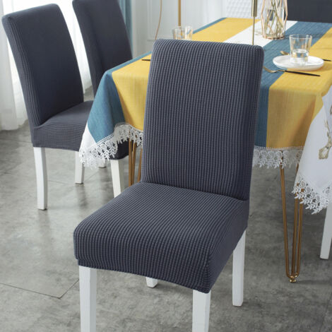 AIDUCHO 6 Pièce Housse De Chaise Extensible Housse De Chaise De Salle À Manger Durable Couverture De Chaise Appliquée À La Décor De Fête, Mariage, Anniversaire Etc(Gris)