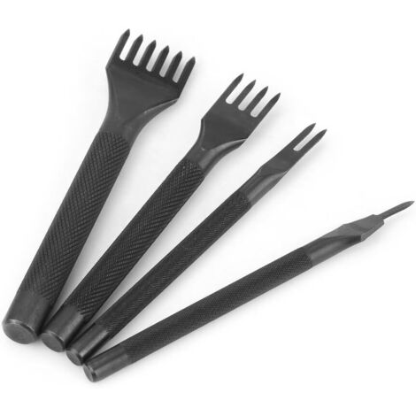 AIDUCHO 4pcs Outils De Couture De Poinçon De Trou En Cuir Pour Outils Perforatrice Artisanat Du Cuir Griffe Perforateur Trou Couture(Dents De 1+2+4+6 ) (1/5)