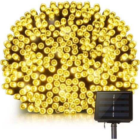 Langray – Guirlande lumineuse d'extérieur 22m 200 LED étanche – Blanc chaud – 8 modes d'éclairage – Panneau solaire pivotant 120° - 200LED (1/6)