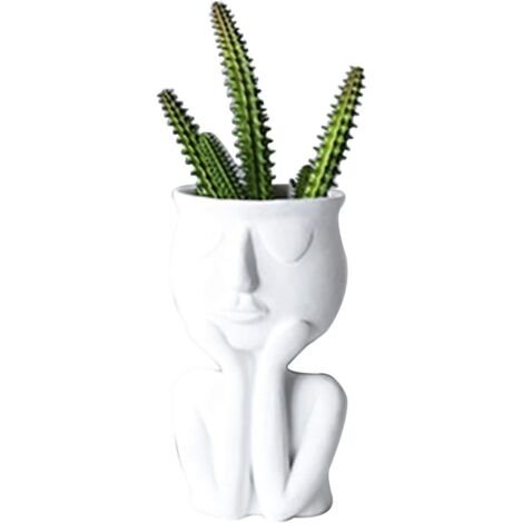 AIDUCHO Creative Vase À Personnage Nordique Pour Plantes Succulentes Pot De Fleurs Abstrait Pour Intérieur Et Bureau Blanc (1/5)