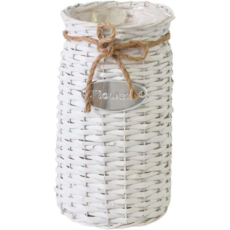 AIDUCHO Vase Decoratif, Panier Fleurs Jonc Mer Vase, Vase Vintage, Vase En Osier Tissé Fleur Conception De Corde Pour Le Salon, La Salle À Manger, La Chambre, Le Bureau, L'hôtel, Etc (1/5)