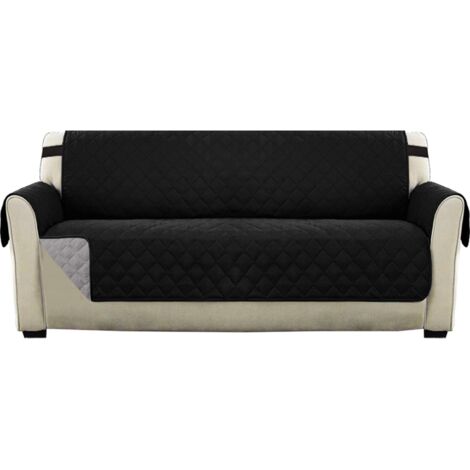 AIDUCHO Housse Réversible Double Face Pour Canapé Matelassé, Luxury Extra, Doux, À L'eau Avec Sangles De Fixation Élastiques, (Canapé Surdimensionné, Noir) (1/5)
