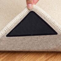 4 Pièces Coins De Tapis Antidérapant, sous-Couche Ruban Adhésif pour Tapis, sous-Tapis Lavable Réutilisable pour Tapis Salon Tapis De Bain Tapis Chambre Tapis Cuisine