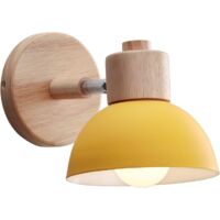 GROOFOO Applique Murale Industrielle Vintage 15CM Lampe Murale Réglable en Bois Métal Rétro E27 Luminaire Applique Interieur pour Chambre Salon Couloir Restaurant (1 Pack,Jaune)