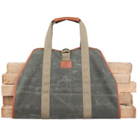 GROOFOO Sac de transport de bûches en toile cirée durable, accessoires de cheminée extra large avec poignées pour le camping