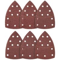 GROOFOO Lot de 100 triangles abrasifs - 11 trous - 105 x 152 mm - Grain 80 - Pour ponceuse multifonction - Feuilles abrasives - Tampons abrasifs triangulaires - Papier abrasif