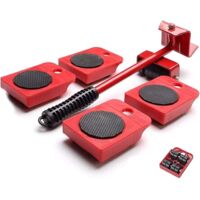 AIDUCHO Outil Mobile de Transport de Meubles Lourds 5 en 1, pour Soulever et Déplacer Un élévateur de Meubles , Pour armoires lourdes/ Réfrigérateurs /Pianos etc. Maximum Load 200kg(Rouge)