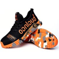 AIDUCHO Chaussures De Sécurité Pour Hommes Baskets À Bout En Acier Chaussures De Travail Légères Femmes Baskets Industrielles Respirantes Baskets Respirantes En Maille,Orange 43