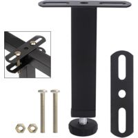 AIDUCHO Pieds De Lit Noir Réglables Pieds De Meubles Pied De Support À Lattes Robuste Pieds De Support De Meubles En Métal Accessoires De Cadre De Lit T-Double Trou Avec Vis 200mm Lot De 4