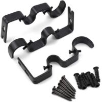 3 Pcs Support De Tringle À Rideau Double Tringle À Rideau Pole Holder Rideau Drapery Rod Supports Pour Barre De Rideaux Chambre Salon Avec Vis, Capacité De Transport Superbe De 25 Lb, Noir